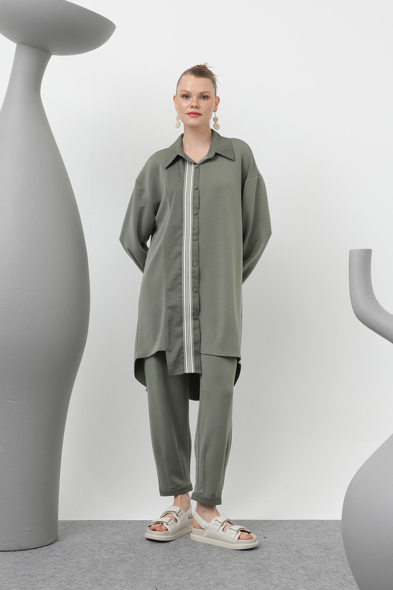 Women's garnished stripe detailed suit - 14297TKS Women's garnished stripe detailed suit - 14297TKS