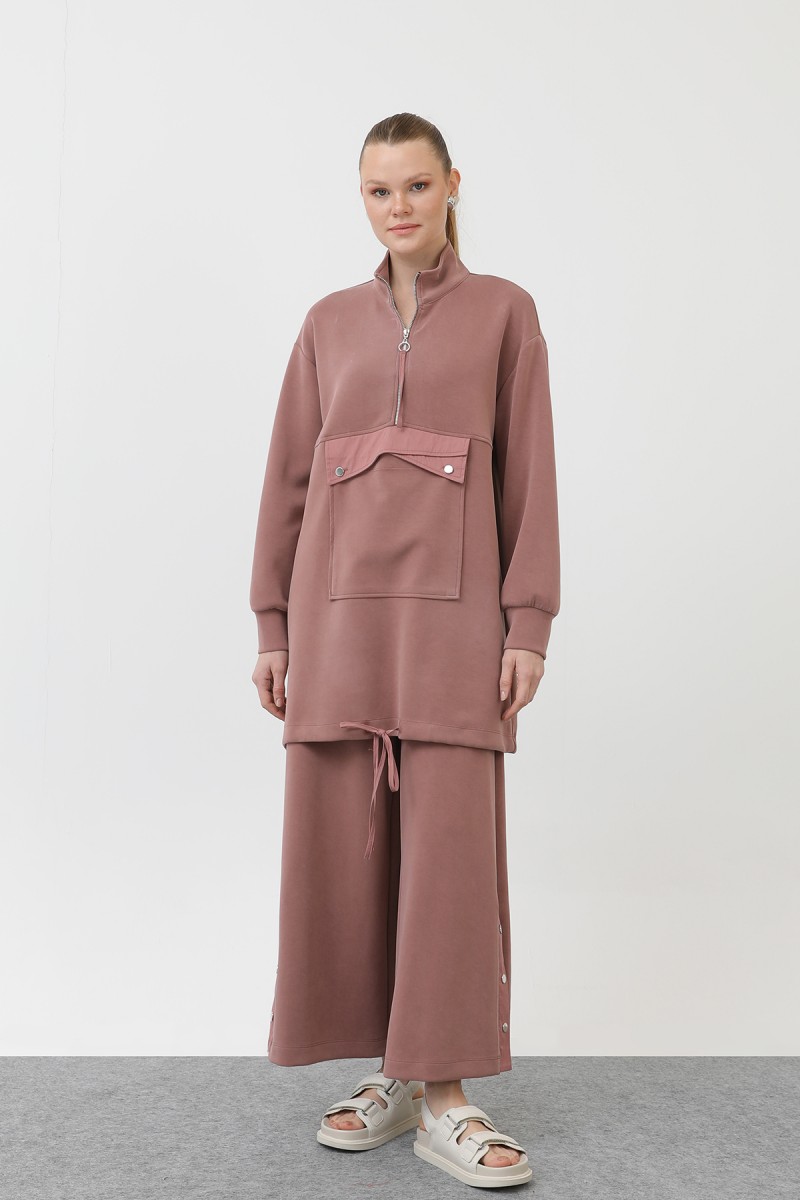 Women's Pocket Detailed Zippered Suit - 14299TKS Women's Pocket Detailed Zippered Suit - 14299TKS