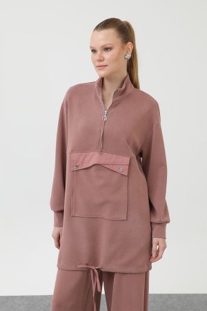 Women's Pocket Detailed Zippered Suit - 14299TKS Women's Pocket Detailed Zippered Suit - 14299TKS