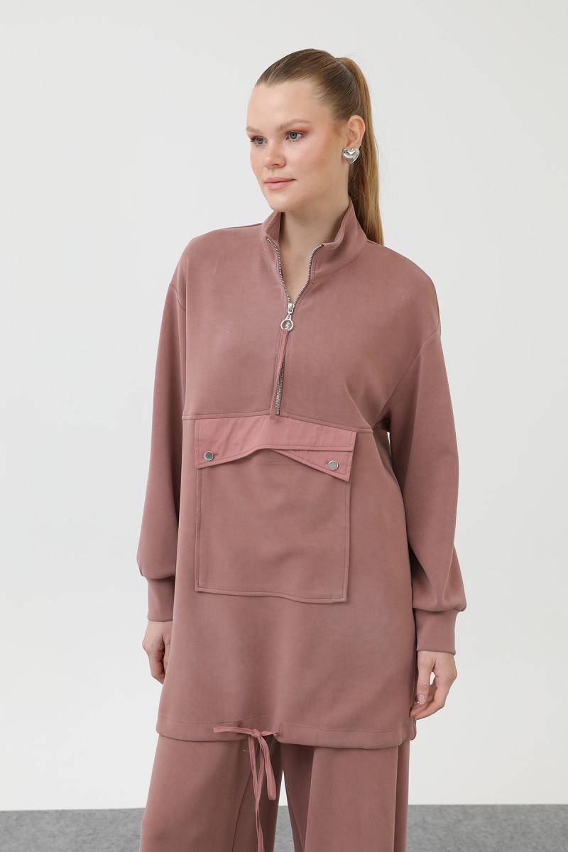 Women's Pocket Detailed Zippered Suit - 14299TKS Women's Pocket Detailed Zippered Suit - 14299TKS