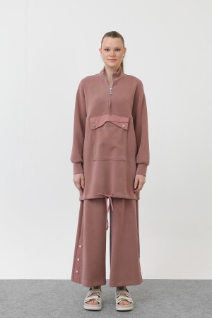 Women's Pocket Detailed Zippered Suit - 14299TKS Women's Pocket Detailed Zippered Suit - 14299TKS