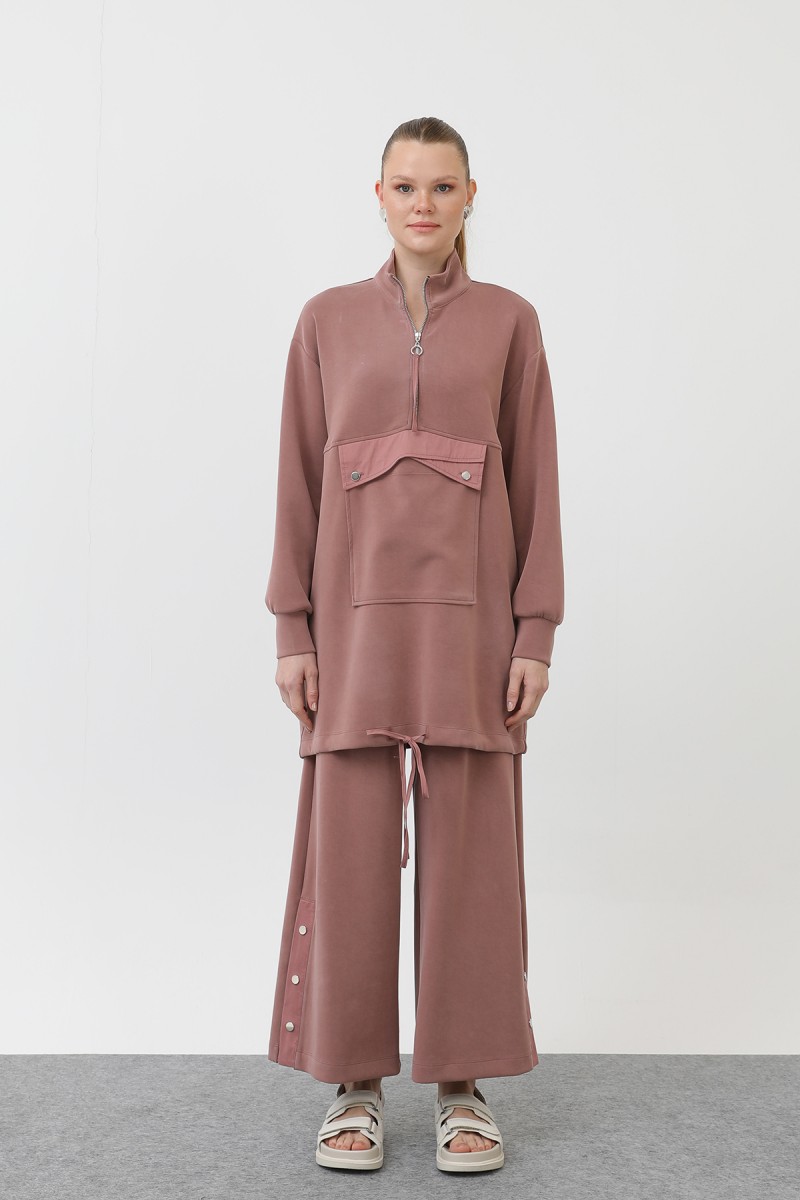 Women's Pocket Detailed Zippered Suit - 14299TKS Women's Pocket Detailed Zippered Suit - 14299TKS