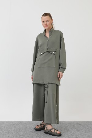 Women's Pocket Detailed Zippered Suit - 14299TKS Women's Pocket Detailed Zippered Suit - 14299TKS