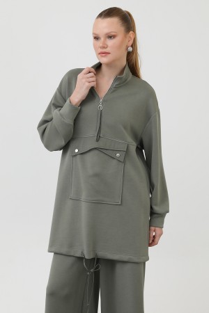 Women's Pocket Detailed Zippered Suit - 14299TKS Women's Pocket Detailed Zippered Suit - 14299TKS