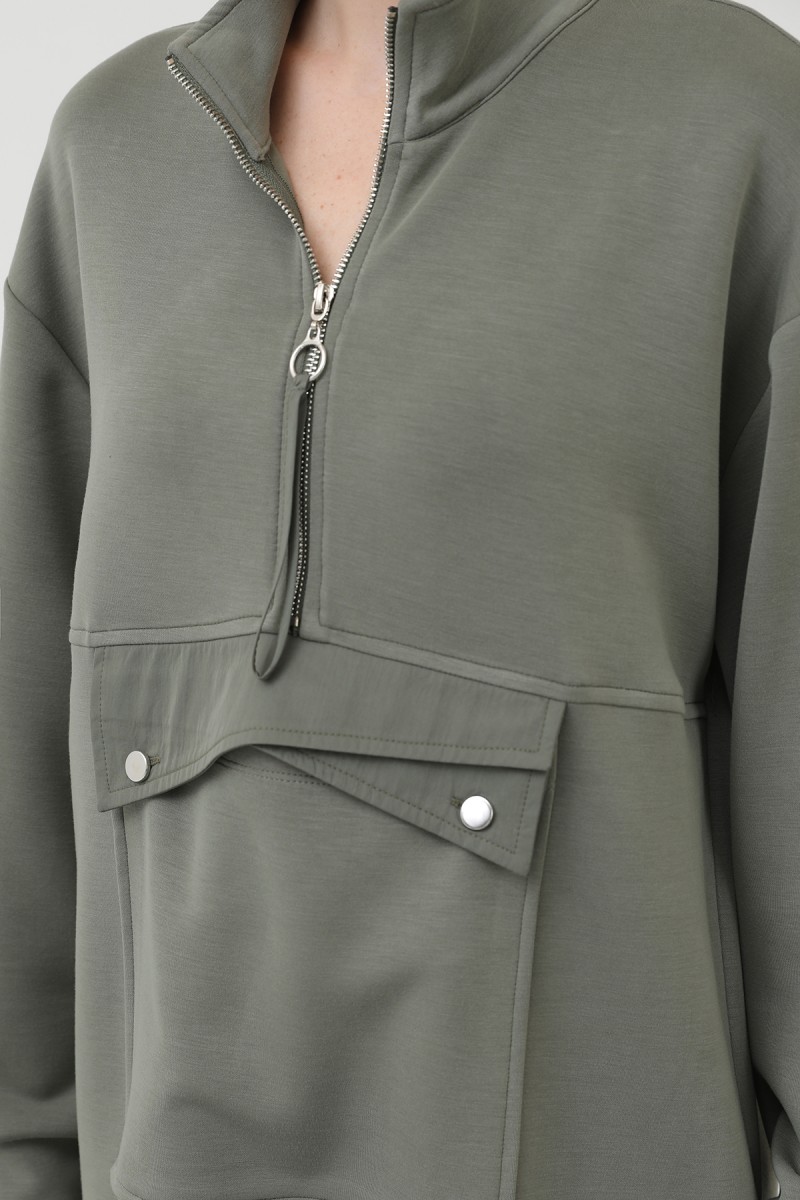 Women's Pocket Detailed Zippered Suit - 14299TKS Women's Pocket Detailed Zippered Suit - 14299TKS