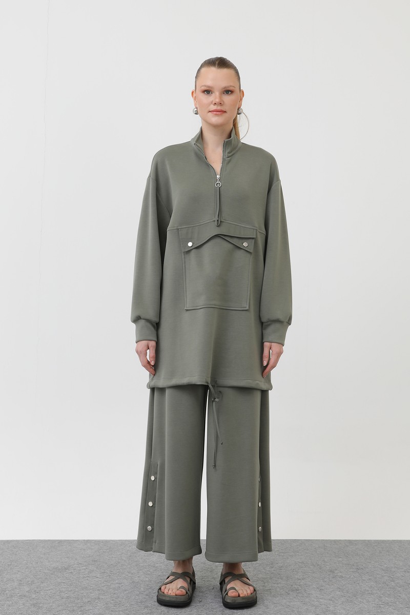 Women's Pocket Detailed Zippered Suit - 14299TKS Women's Pocket Detailed Zippered Suit - 14299TKS