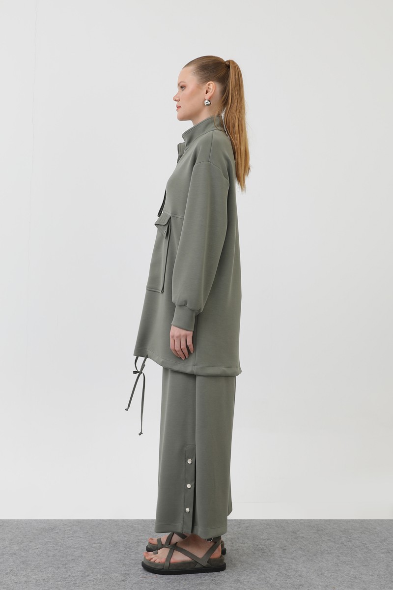 Women's Pocket Detailed Zippered Suit - 14299TKS Women's Pocket Detailed Zippered Suit - 14299TKS