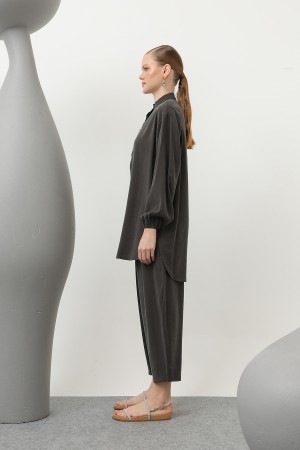Women's Trouser Suit with Seashell Embroidered Placket - 14307TKS Women's Trouser Suit with Seashell Embroidered Placket - 14307TKS