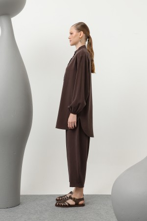 Women's Trouser Suit with Seashell Embroidered Placket - 14307TKS Women's Trouser Suit with Seashell Embroidered Placket - 14307TKS