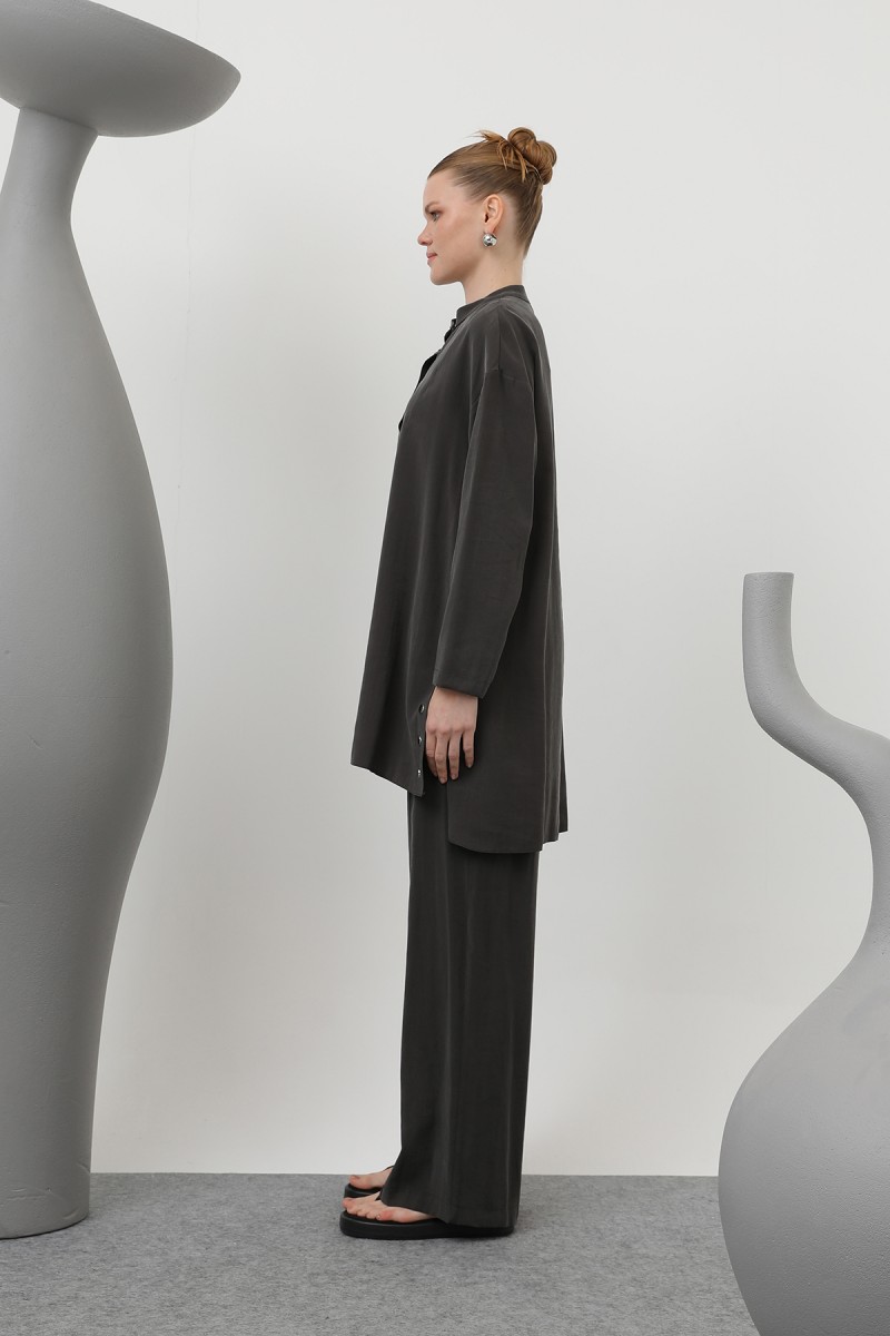 Women's Judge Collar Placket Detailed Trouser Suit - 14309TKS