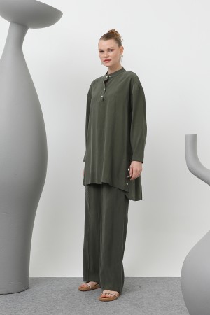 Women's Judge Collar Placket Detailed Trouser Suit - 14309TKS Women's Judge Collar Placket Detailed Trouser Suit - 14309TKS