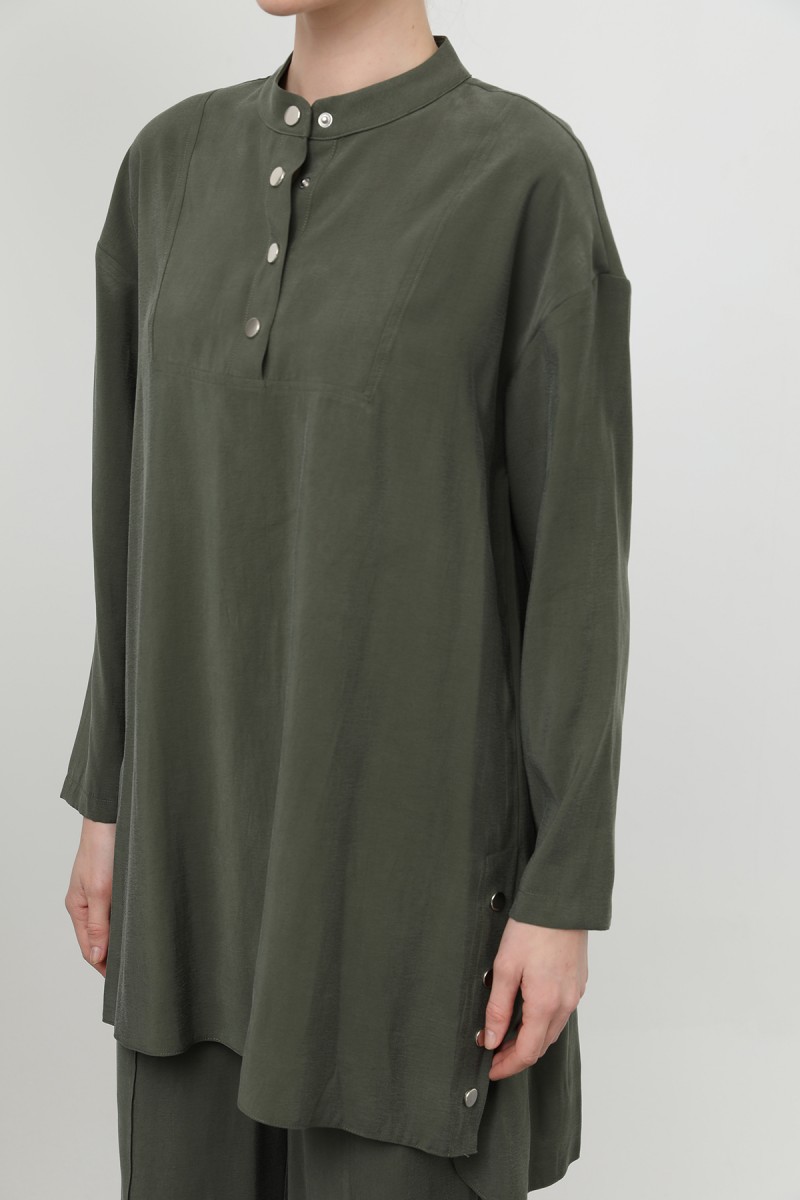 Women's Judge Collar Placket Detailed Trouser Suit - 14309TKS Women's Judge Collar Placket Detailed Trouser Suit - 14309TKS