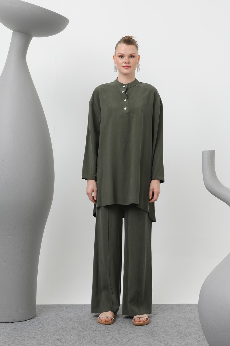 Women's Judge Collar Placket Detailed Trouser Suit - 14309TKS Women's Judge Collar Placket Detailed Trouser Suit - 14309TKS