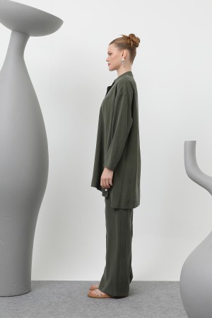 Women's Judge Collar Placket Detailed Trouser Suit - 14309TKS Women's Judge Collar Placket Detailed Trouser Suit - 14309TKS