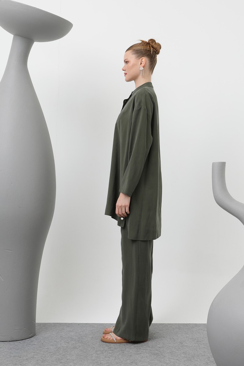 Women's Judge Collar Placket Detailed Trouser Suit - 14309TKS Women's Judge Collar Placket Detailed Trouser Suit - 14309TKS