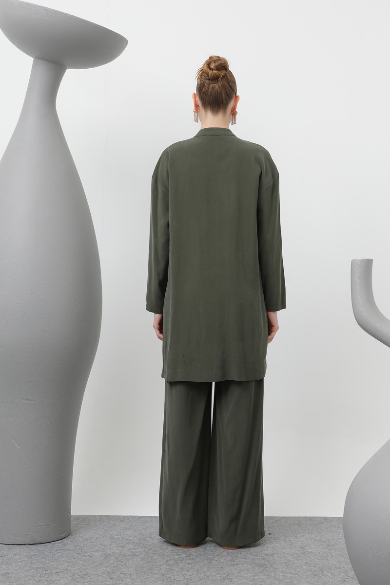 Women's Judge Collar Placket Detailed Trouser Suit - 14309TKS Women's Judge Collar Placket Detailed Trouser Suit - 14309TKS
