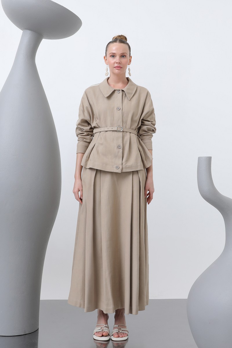 Women's Waist Belted Skirt Suit - 14314TKS Women's Waist Belted Skirt Suit - 14314TKS