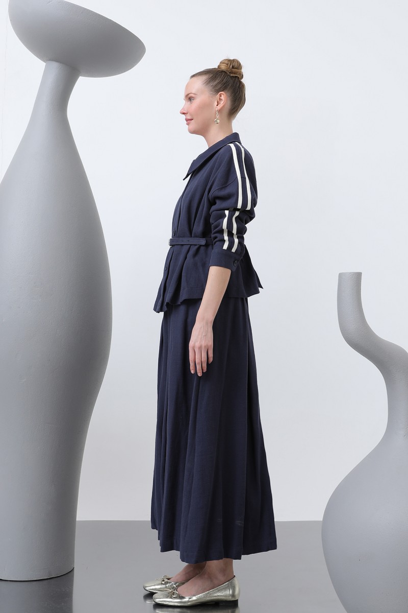 Women's Waist Belted Skirt Suit - 14314TKS