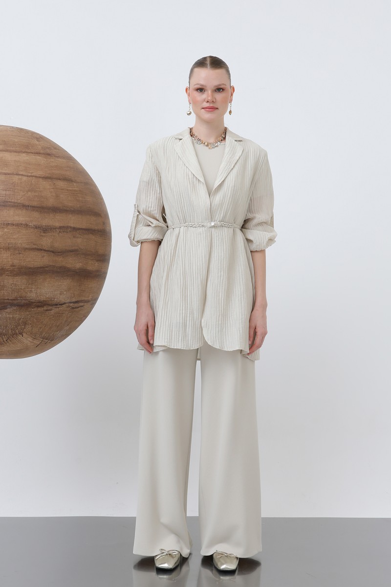 Women's Waist Belted Trouser Suit - 14316TKS Women's Waist Belted Trouser Suit - 14316TKS