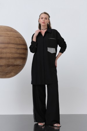 Women's Shoulder Garni Detailed Trouser Suit - 14322TKM