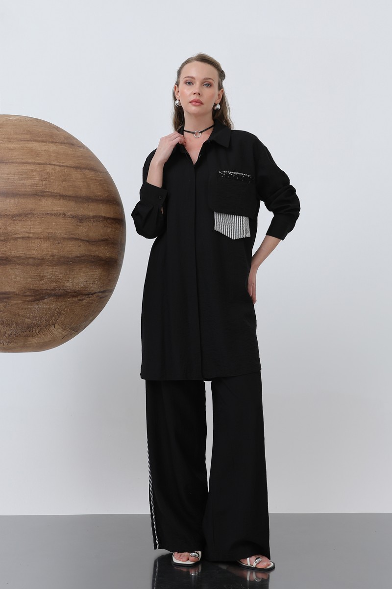 Women's Shoulder Garni Detailed Trouser Suit - 14322TKM