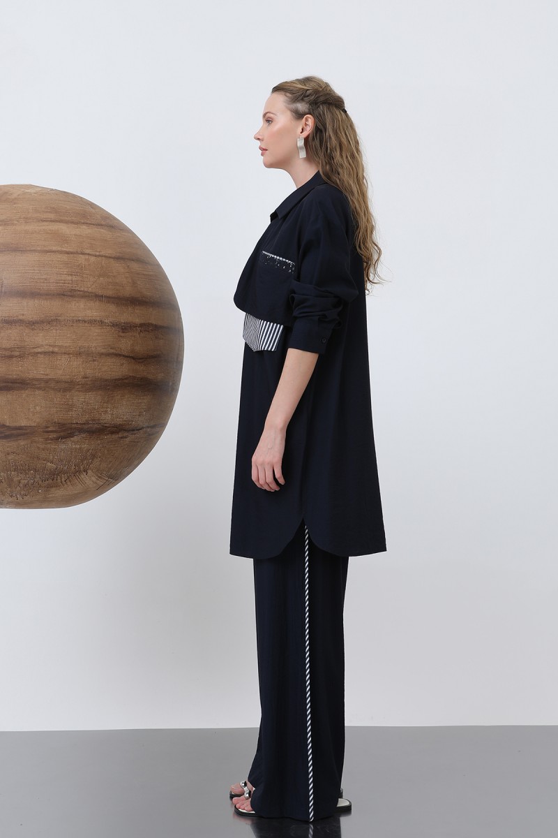 Women's Shoulder Garni Detailed Trouser Suit - 14322TKM