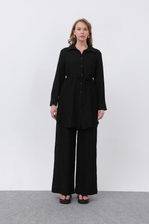 Kadın Beli Kuşaklı Pantolonlu Takım - 14336TKS