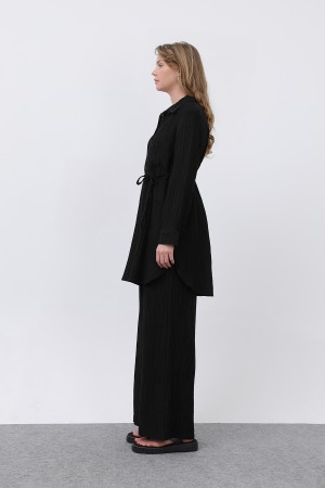 Kadın Beli Kuşaklı Pantolonlu Takım - 14336TKS