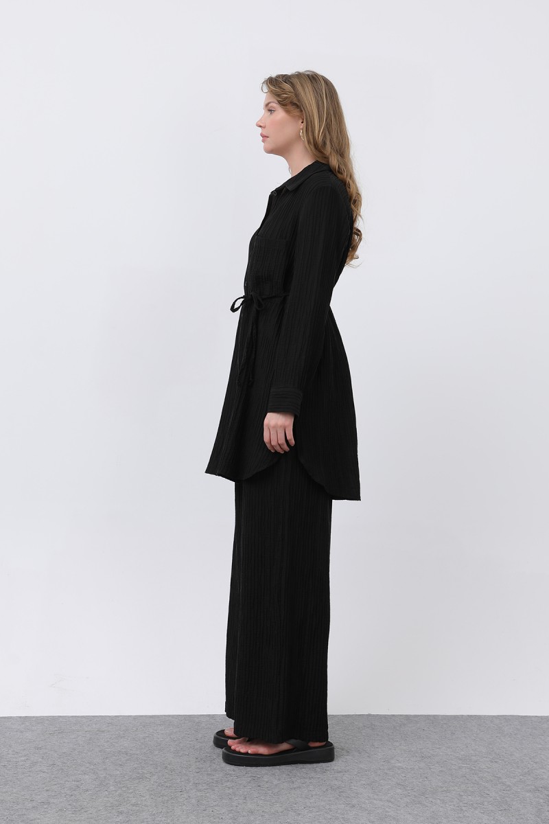 Kadın Beli Kuşaklı Pantolonlu Takım - 14336TKS