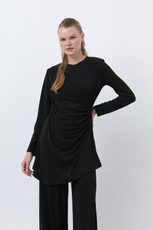 Kadın Drape Detaylı Pantolonlu Takım - 14349TKS