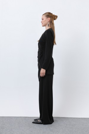 Kadın Drape Detaylı Pantolonlu Takım - 14349TKS