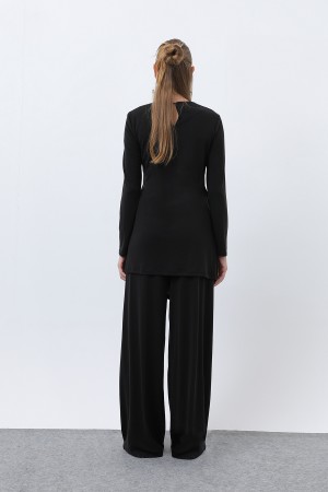 Kadın Drape Detaylı Pantolonlu Takım - 14349TKS