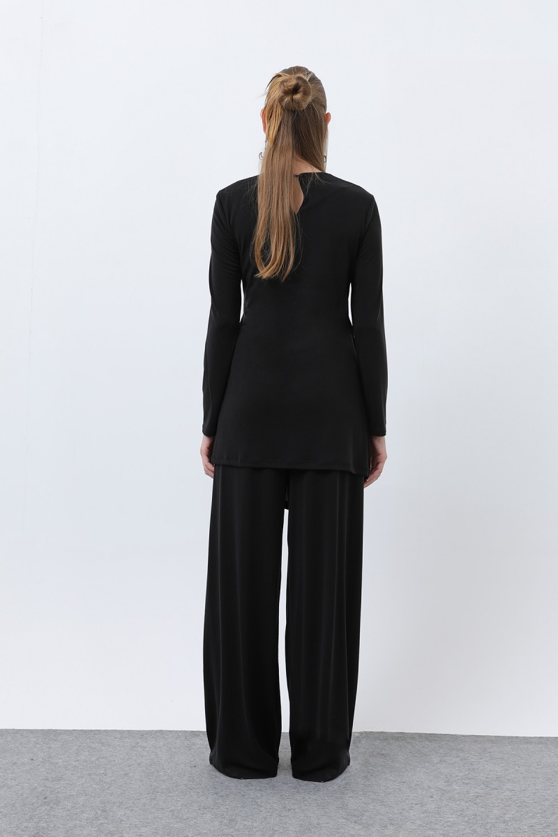 Kadın Drape Detaylı Pantolonlu Takım - 14349TKS