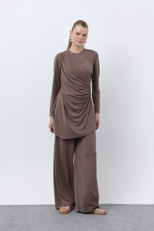 Kadın Drape Detaylı Pantolonlu Takım - 14349TKS Kadın Drape Detaylı Pantolonlu Takım - 14349TKS