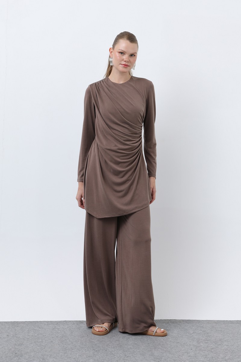 Kadın Drape Detaylı Pantolonlu Takım - 14349TKS Kadın Drape Detaylı Pantolonlu Takım - 14349TKS