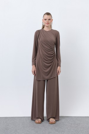 Kadın Drape Detaylı Pantolonlu Takım - 14349TKS Kadın Drape Detaylı Pantolonlu Takım - 14349TKS