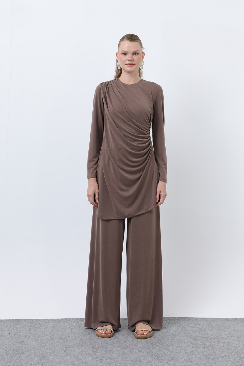 Kadın Drape Detaylı Pantolonlu Takım - 14349TKS Kadın Drape Detaylı Pantolonlu Takım - 14349TKS