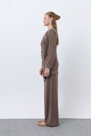 Kadın Drape Detaylı Pantolonlu Takım - 14349TKS Kadın Drape Detaylı Pantolonlu Takım - 14349TKS