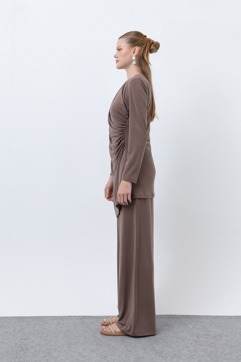 Kadın Drape Detaylı Pantolonlu Takım - 14349TKS Kadın Drape Detaylı Pantolonlu Takım - 14349TKS