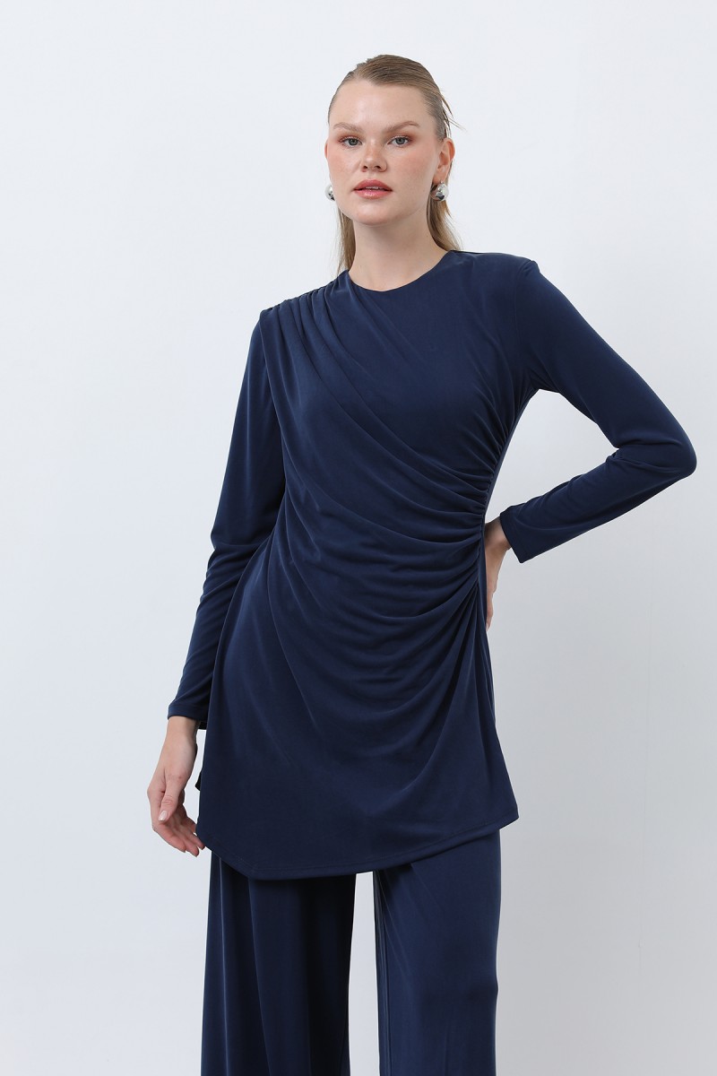 Kadın Drape Detaylı Pantolonlu Takım - 14349TKS