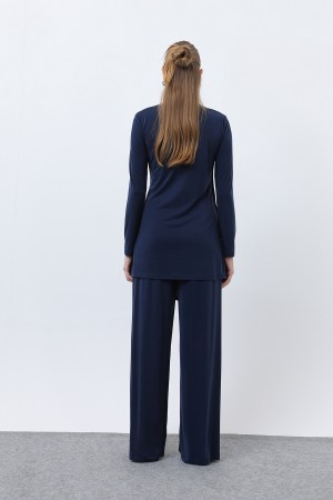 Kadın Drape Detaylı Pantolonlu Takım - 14349TKS