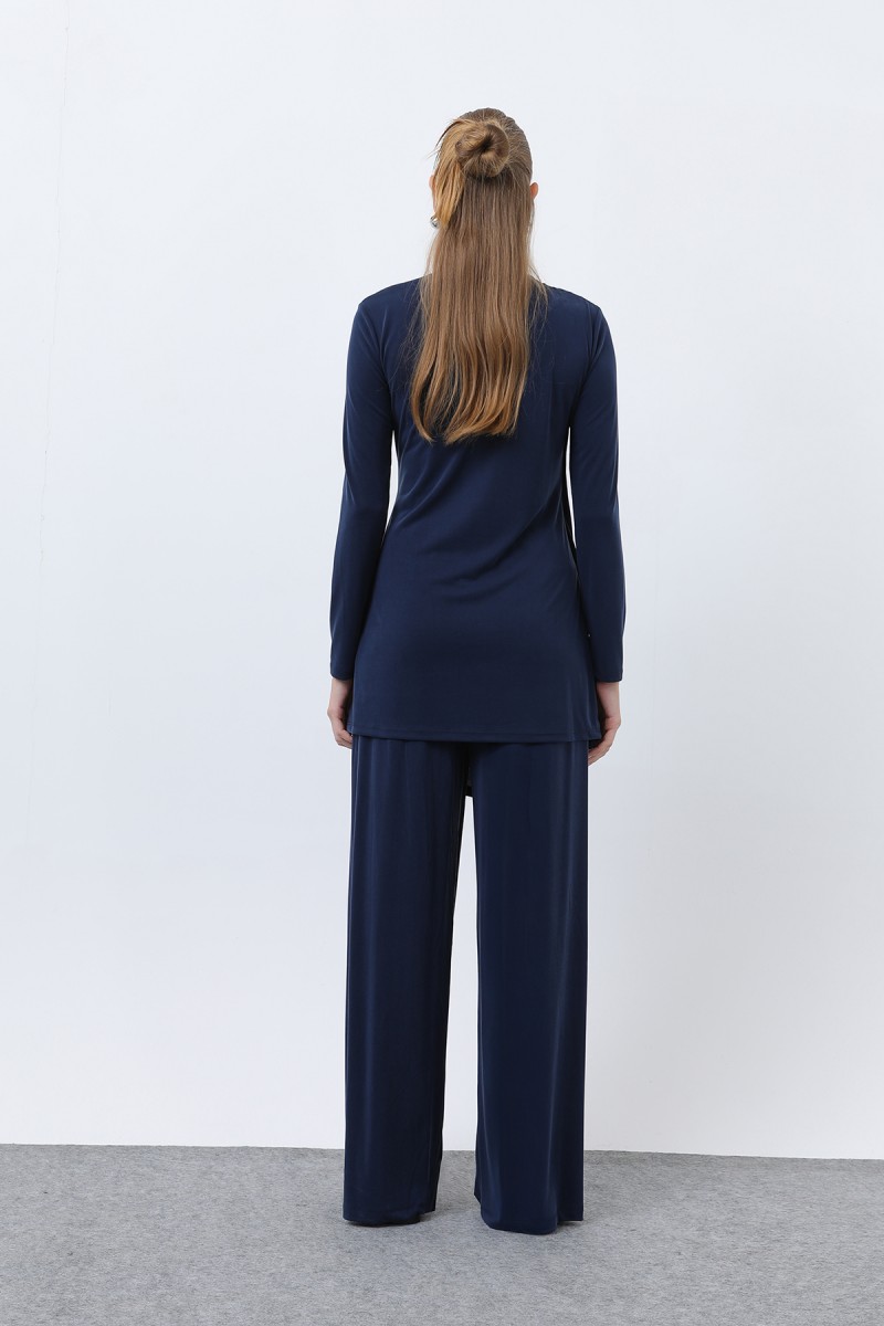 Kadın Drape Detaylı Pantolonlu Takım - 14349TKS