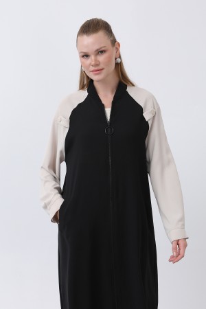 Women's Two-Tone Zipper Detailed Coat - 15200HRK