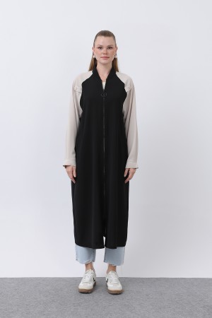 Women's Two-Tone Zipper Detailed Coat - 15200HRK