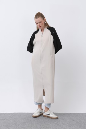 Women's Two-Tone Zipper Detailed Coat - 15200HRK Women's Two-Tone Zipper Detailed Coat - 15200HRK