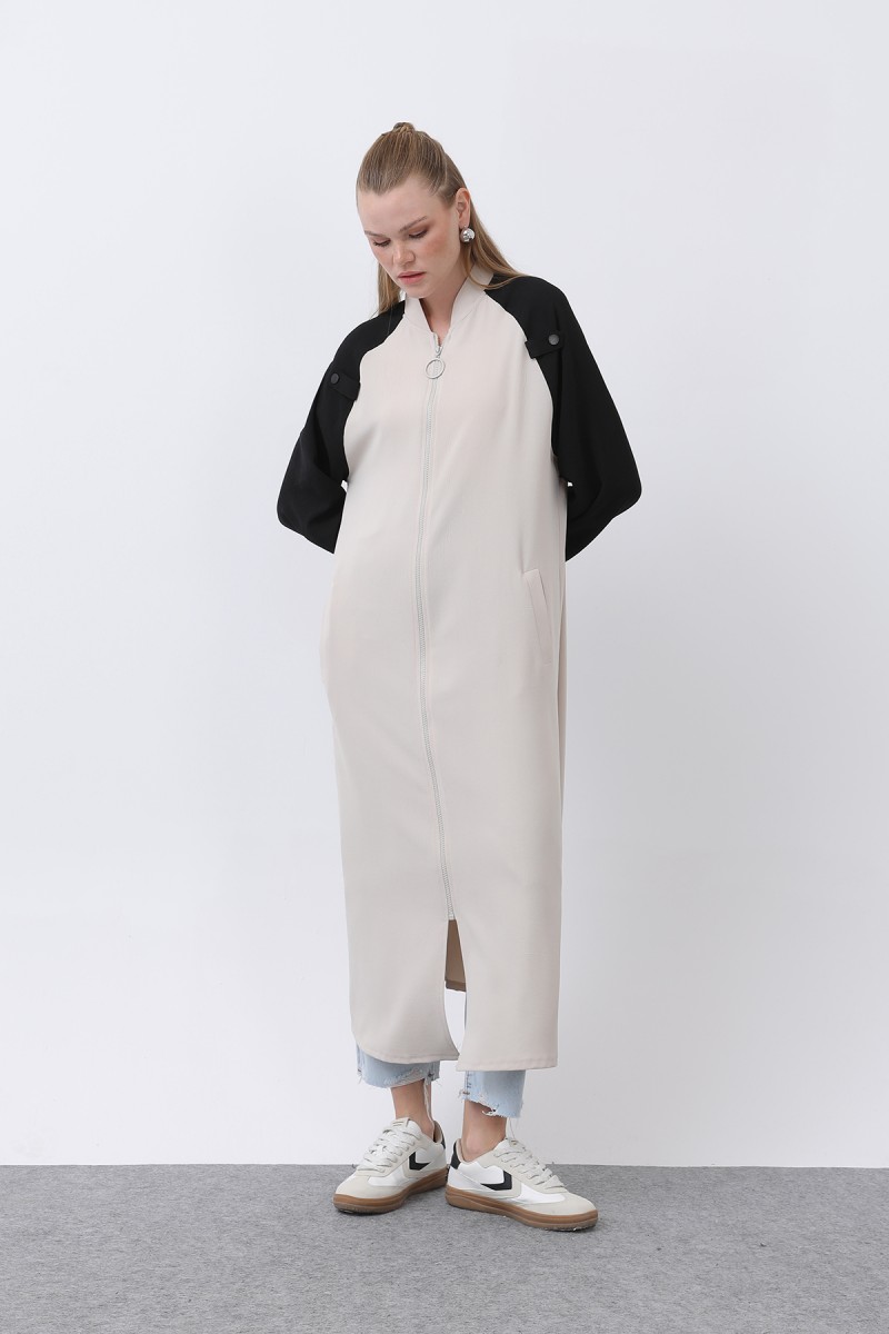 Women's Two-Tone Zipper Detailed Coat - 15200HRK Women's Two-Tone Zipper Detailed Coat - 15200HRK