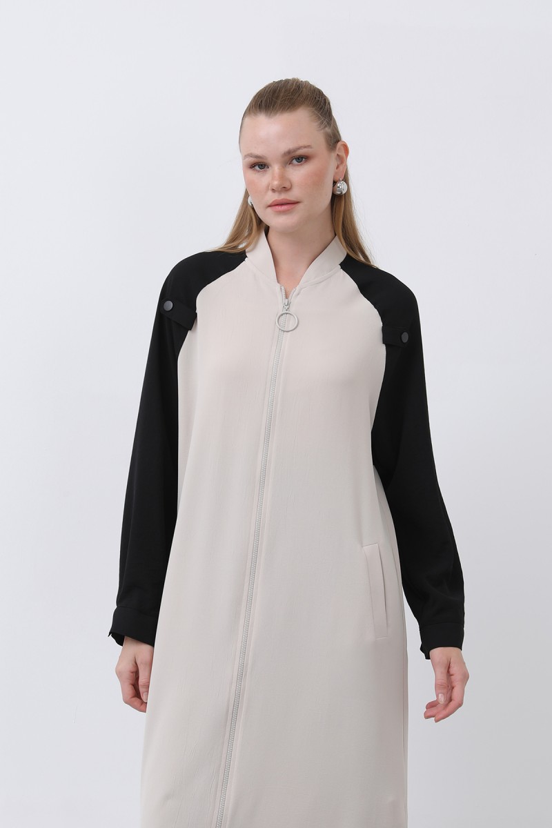 Women's Two-Tone Zipper Detailed Coat - 15200HRK Women's Two-Tone Zipper Detailed Coat - 15200HRK