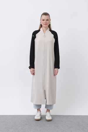 Women's Two-Tone Zipper Detailed Coat - 15200HRK Women's Two-Tone Zipper Detailed Coat - 15200HRK