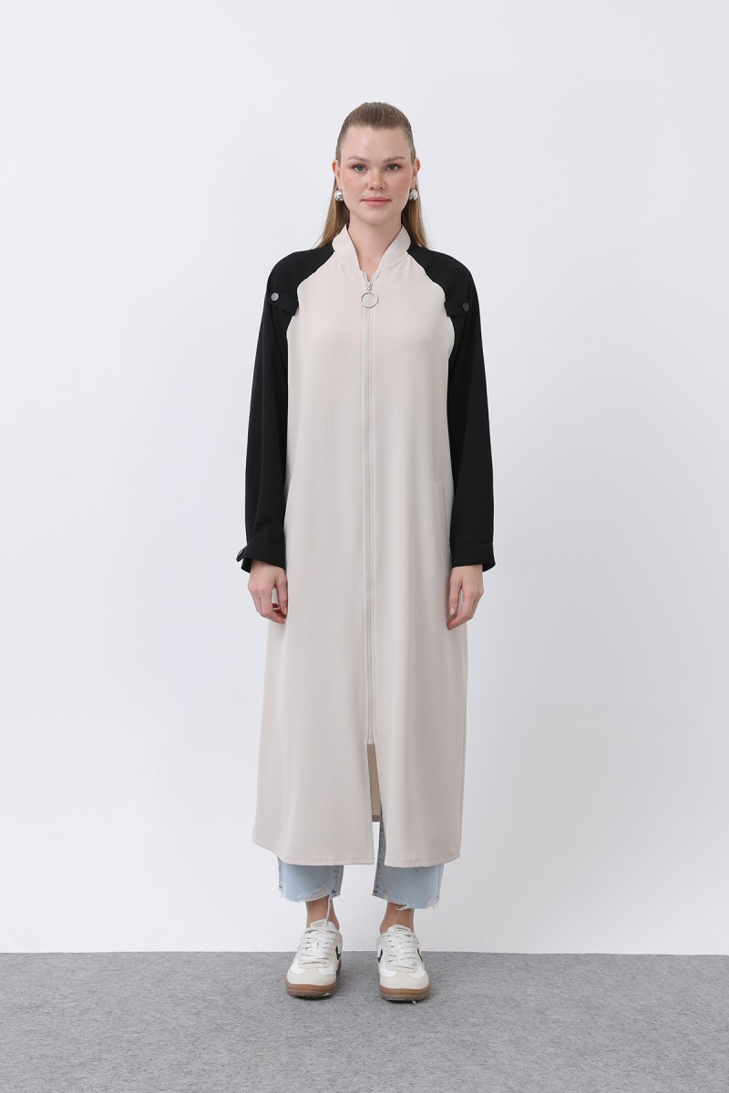 Women's Two-Tone Zipper Detailed Coat - 15200HRK Women's Two-Tone Zipper Detailed Coat - 15200HRK