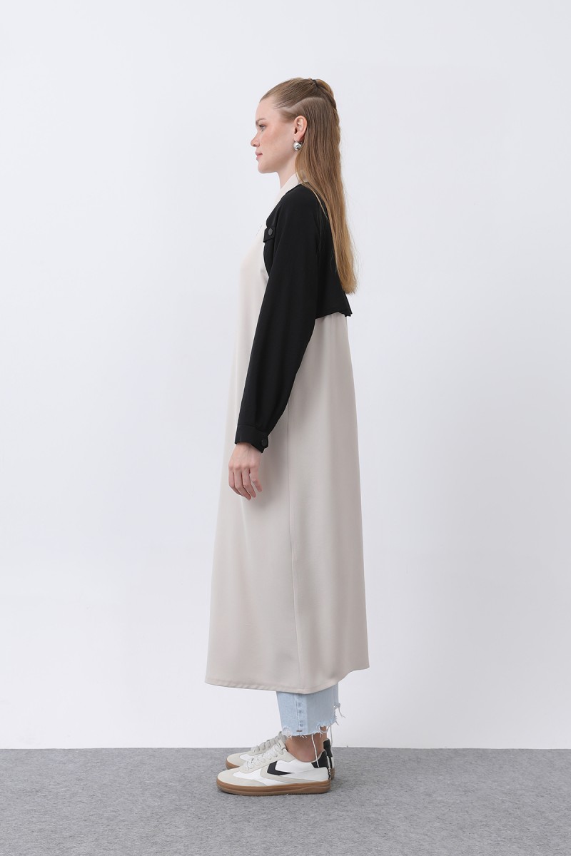 Women's Two-Tone Zipper Detailed Coat - 15200HRK Women's Two-Tone Zipper Detailed Coat - 15200HRK